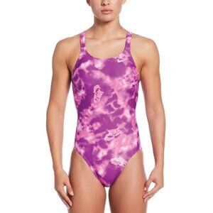 NIKE Women's Purple Logo One Piece Bathing Swim Suit Size 26 / US 0 NEW NWT